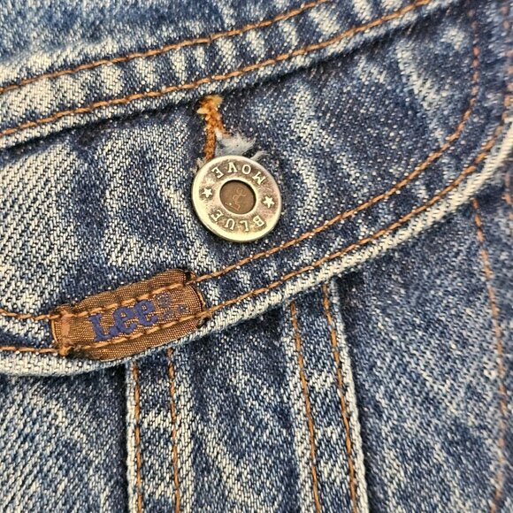 70s Lee Denim Jean Jacket Womens Sz XS Petite Distressed Classic Retro - Picture 5 of 15